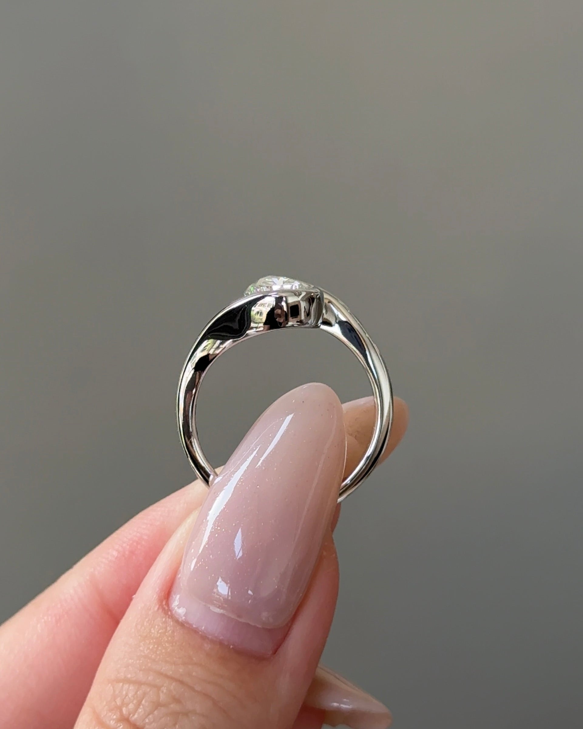 Marquise Shaped Three Stone Lab Grown Diamond Engagement Ring