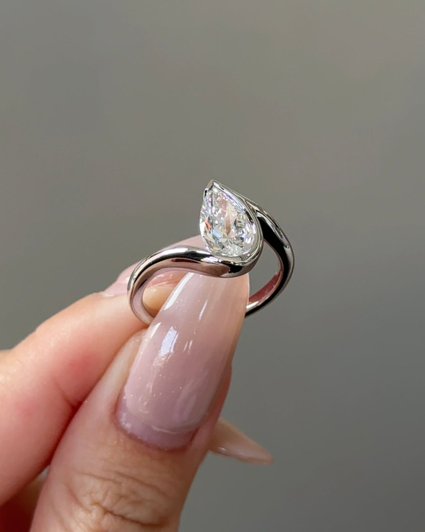 Marquise Shaped Three Stone Lab Grown Diamond Engagement Ring