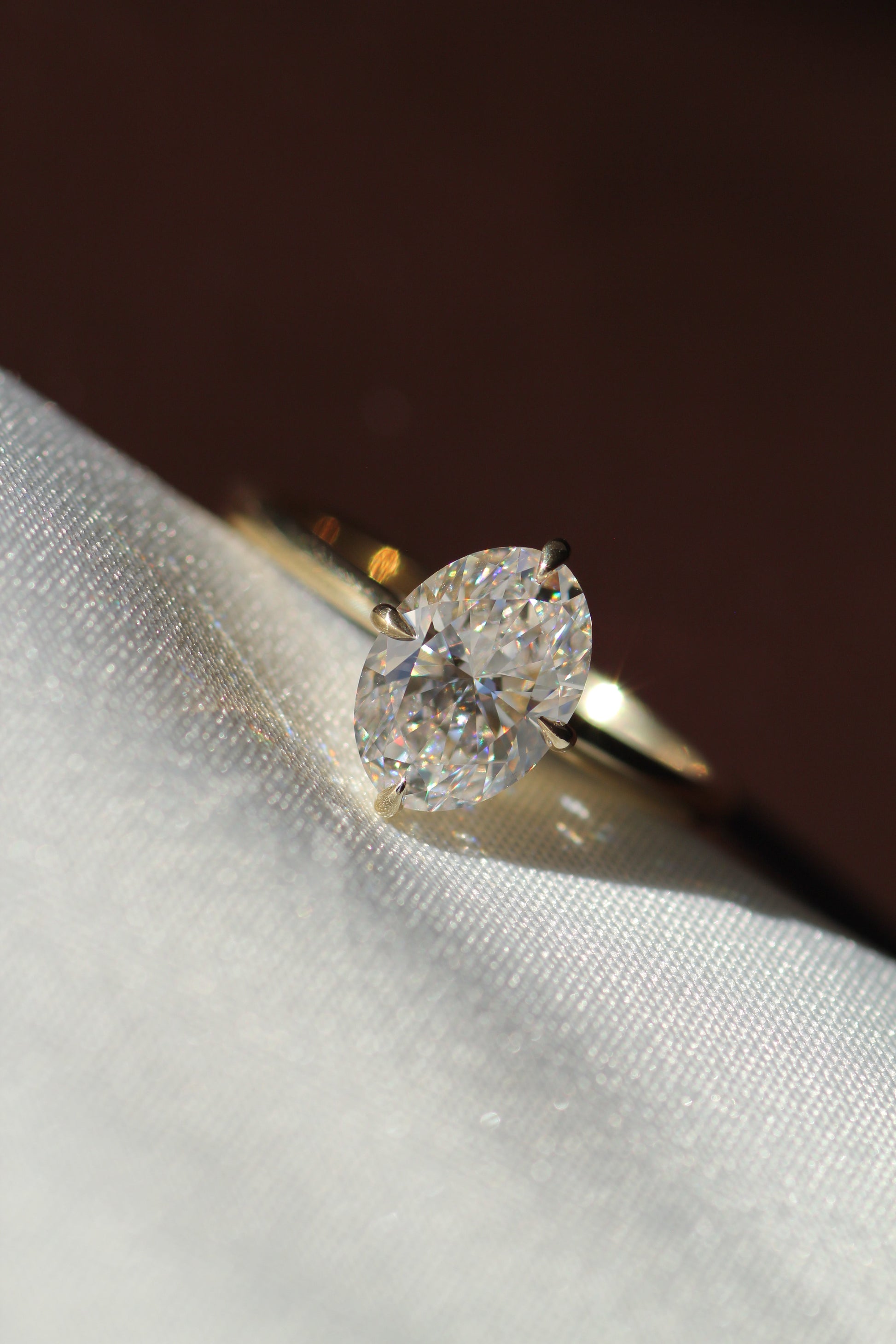 Marquise Shaped Three Stone Lab Grown Diamond Engagement Ring