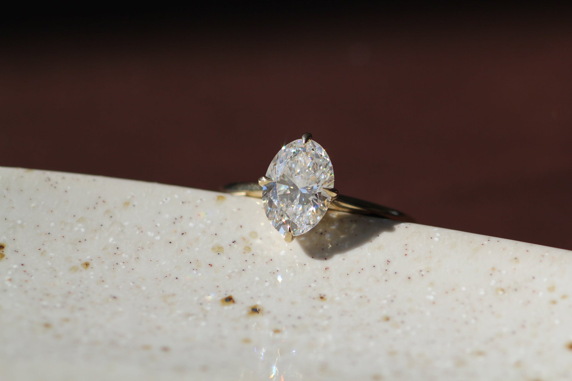 Marquise Shaped Three Stone Lab Grown Diamond Engagement Ring