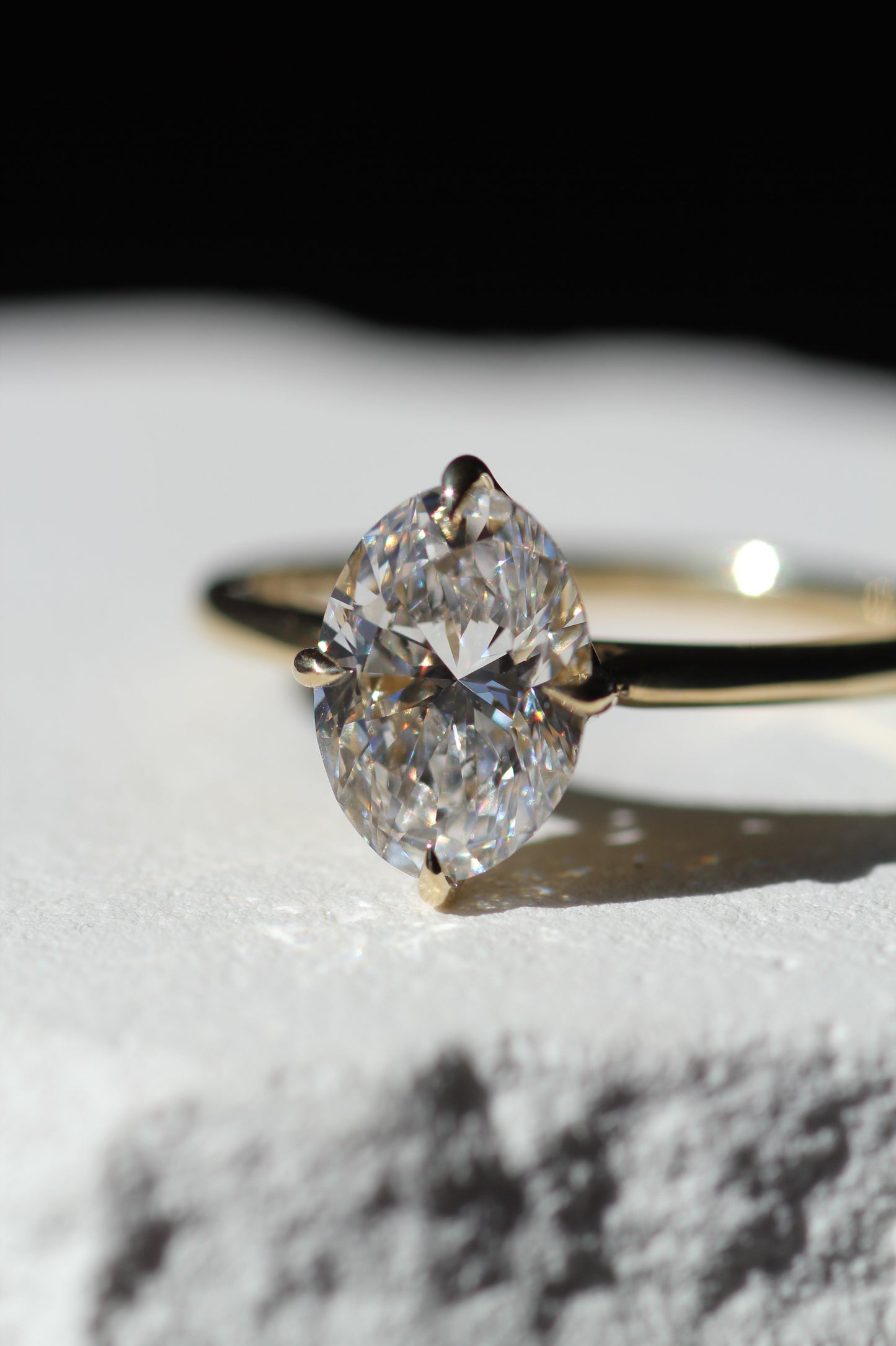 Marquise Shaped Three Stone Lab Grown Diamond Engagement Ring