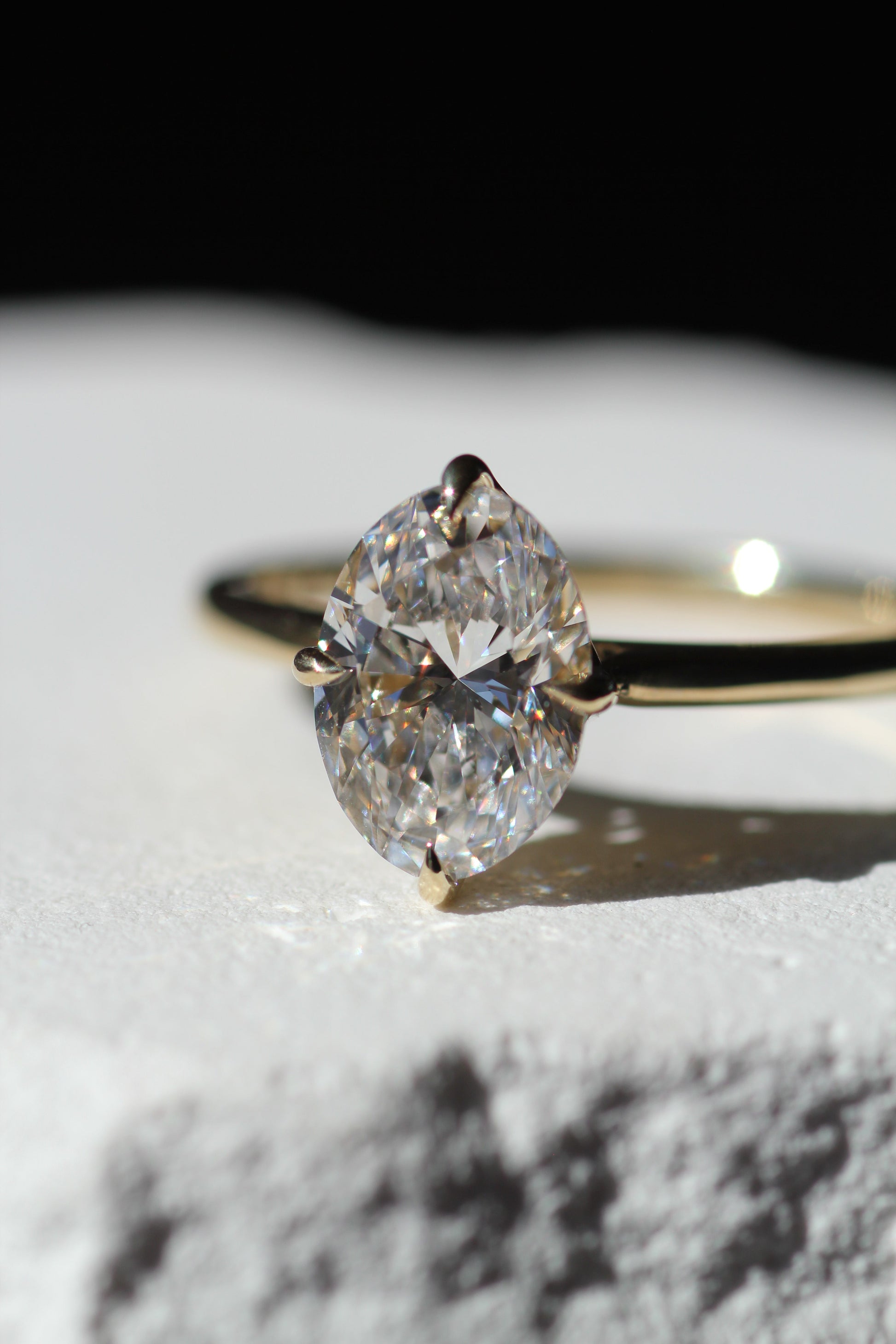 Marquise Shaped Three Stone Lab Grown Diamond Engagement Ring