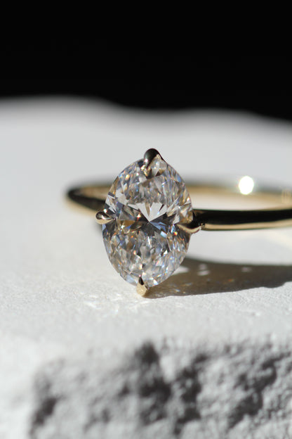 Marquise Shaped Three Stone Lab Grown Diamond Engagement Ring