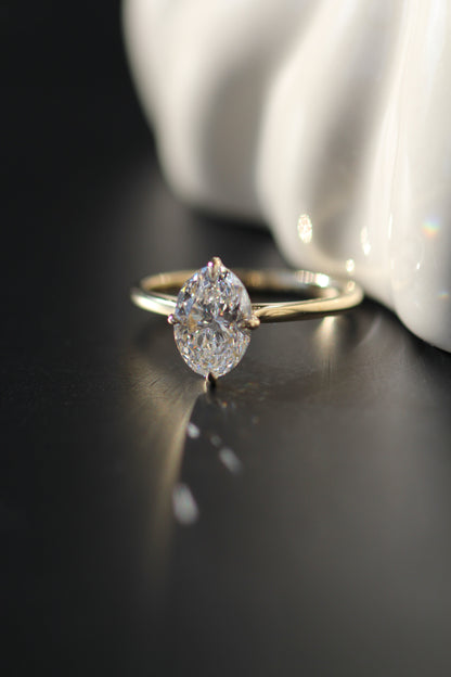 Marquise Shaped Three Stone Lab Grown Diamond Engagement Ring