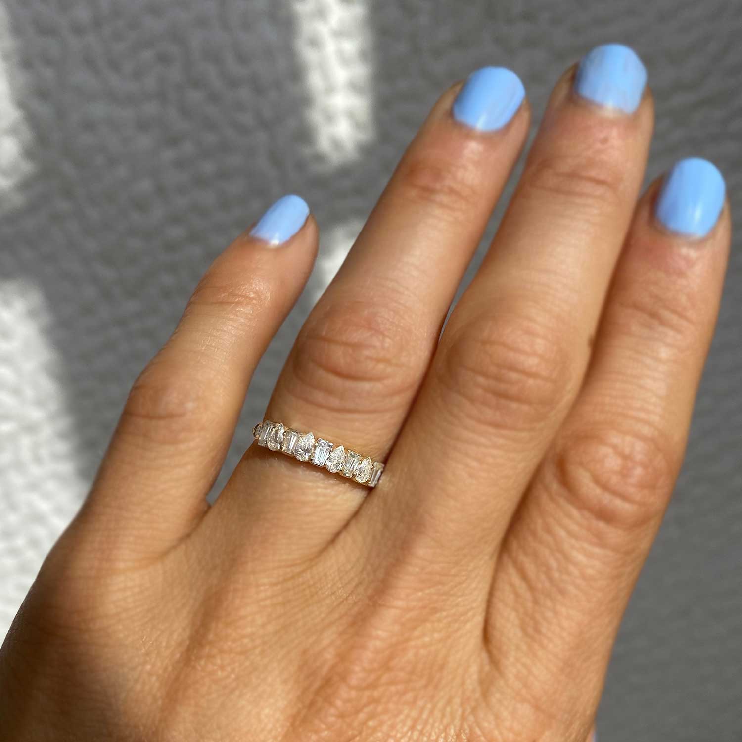 0.25 TCW Round Shaped Half Eternity Lab Grown Diamond Wedding Band