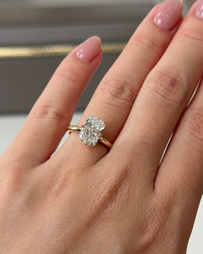 Marquise Shaped Three Stone Lab Grown Diamond Engagement Ring