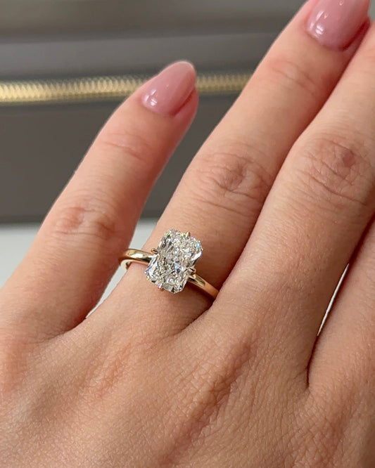 Marquise Shaped Three Stone Lab Grown Diamond Engagement Ring
