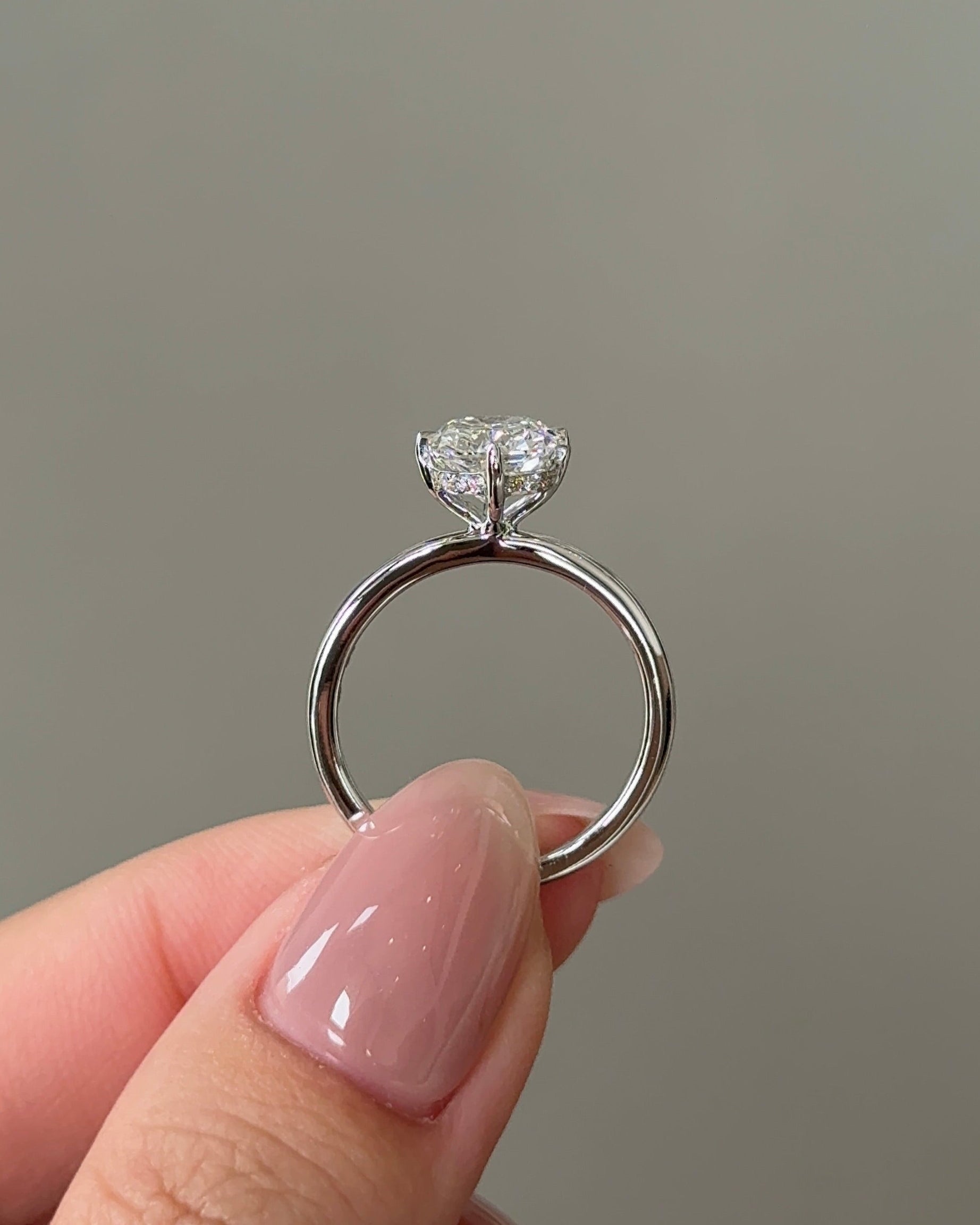Marquise Shaped Three Stone Lab Grown Diamond Engagement Ring