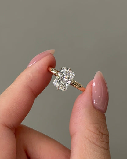Marquise Shaped Three Stone Lab Grown Diamond Engagement Ring