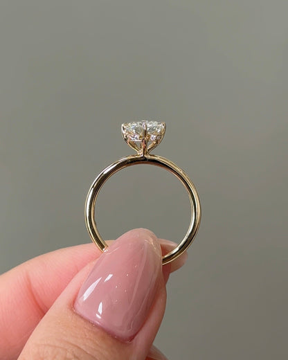 Marquise Shaped Three Stone Lab Grown Diamond Engagement Ring