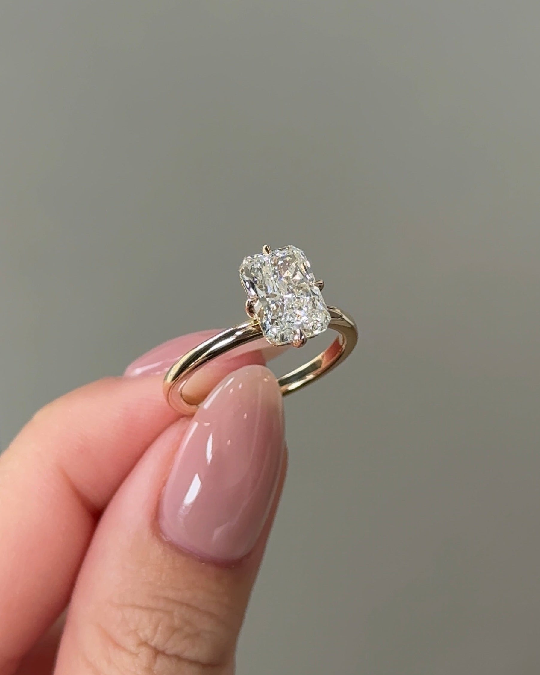 Marquise Shaped Three Stone Lab Grown Diamond Engagement Ring