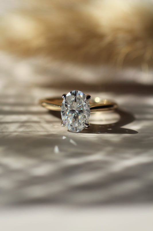 Marquise Shaped Three Stone Lab Grown Diamond Engagement Ring