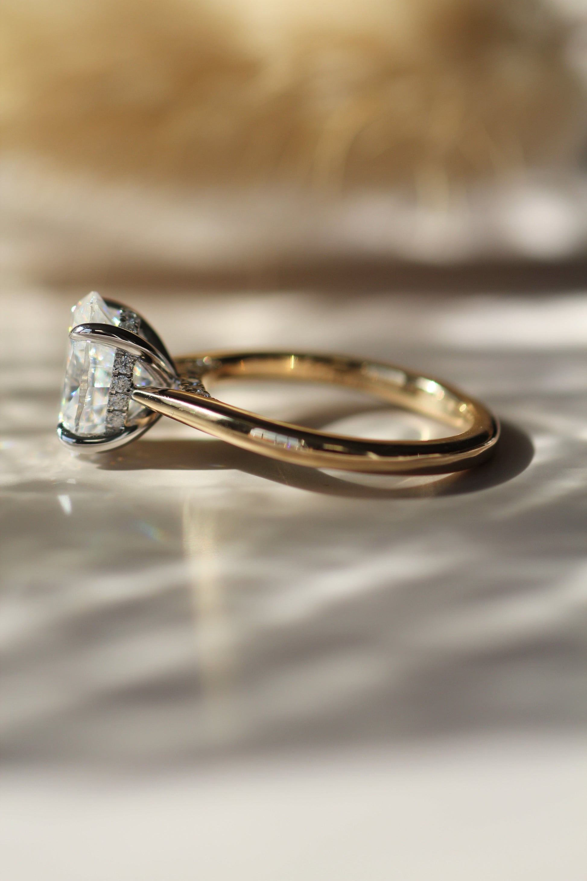 Marquise Shaped Three Stone Lab Grown Diamond Engagement Ring