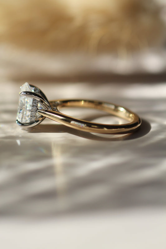 Marquise Shaped Three Stone Lab Grown Diamond Engagement Ring