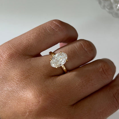 Marquise Shaped Three Stone Lab Grown Diamond Engagement Ring