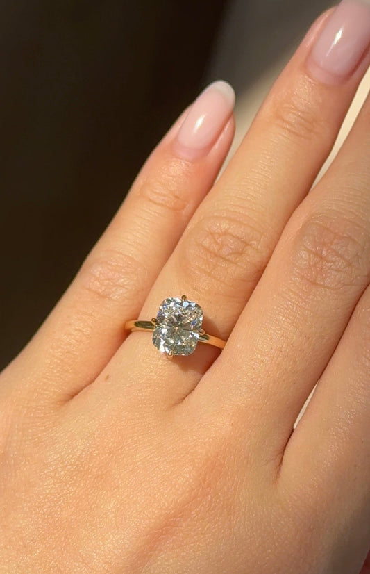 Marquise Shaped Three Stone Lab Grown Diamond Engagement Ring