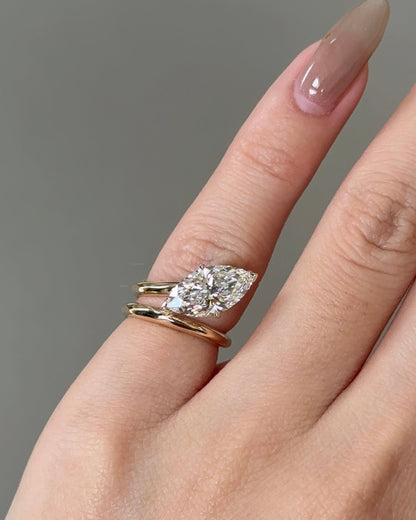 Marquise Shaped Three Stone Lab Grown Diamond Engagement Ring