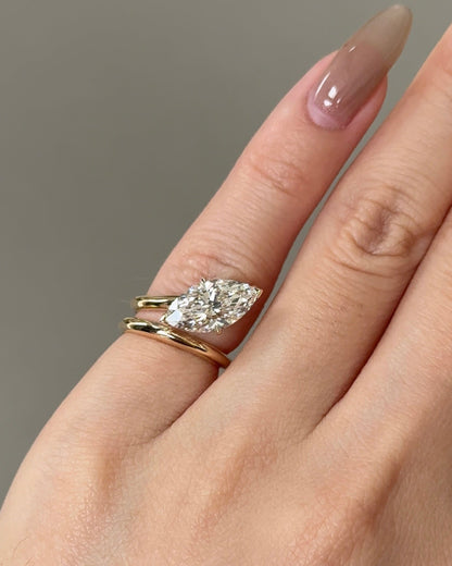 Marquise Shaped Three Stone Lab Grown Diamond Engagement Ring