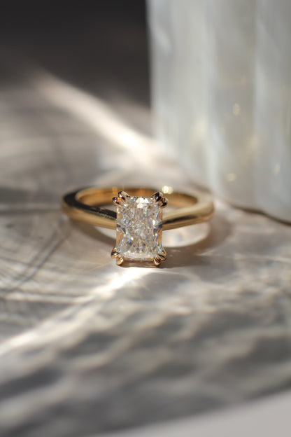 Marquise Shaped Three Stone Lab Grown Diamond Engagement Ring