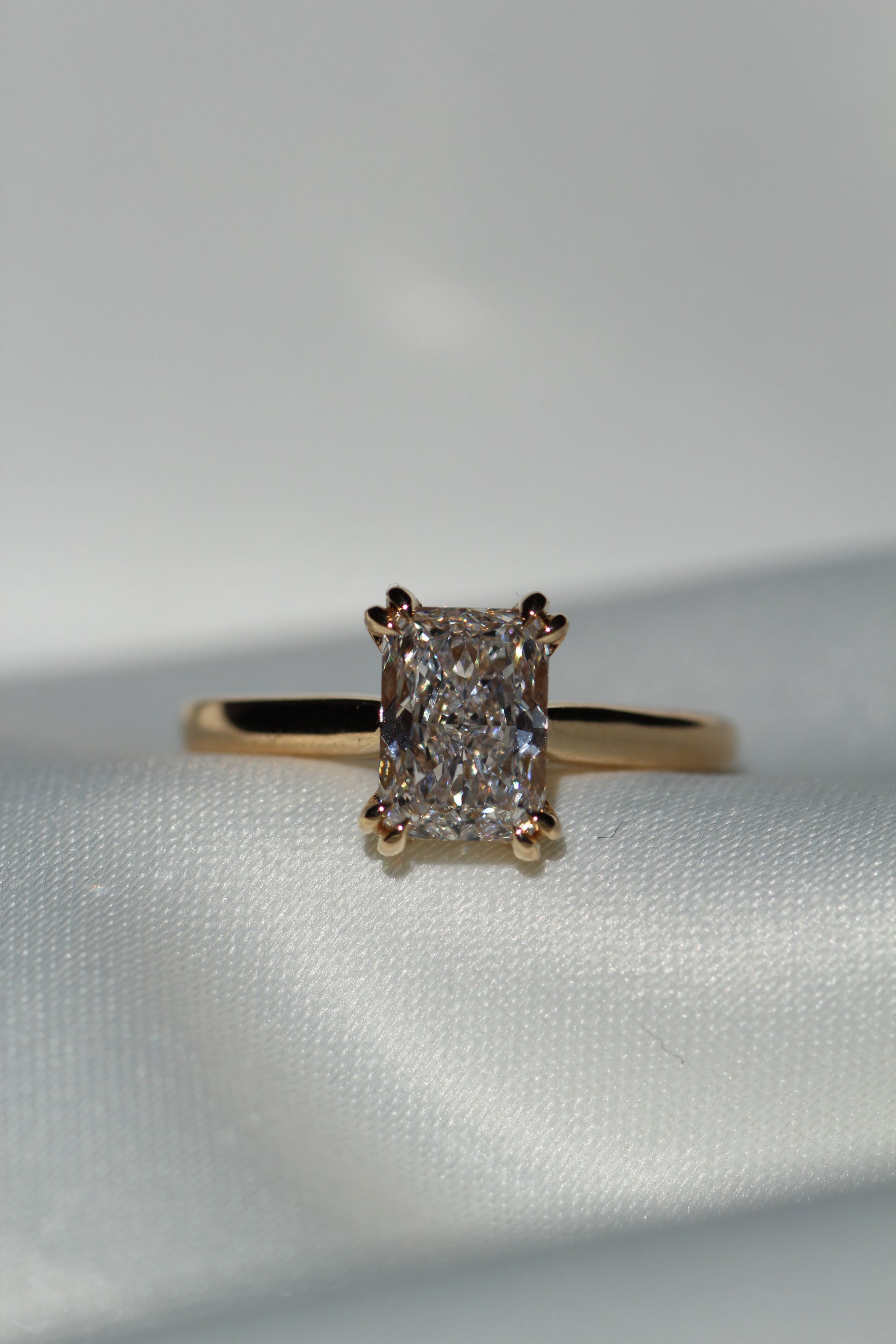 Marquise Shaped Three Stone Lab Grown Diamond Engagement Ring