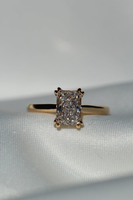 Marquise Shaped Three Stone Lab Grown Diamond Engagement Ring