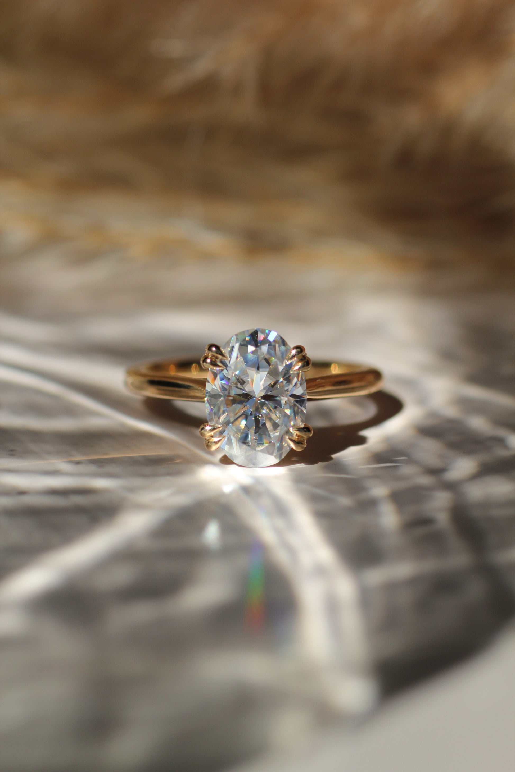 Marquise Shaped Three Stone Lab Grown Diamond Engagement Ring
