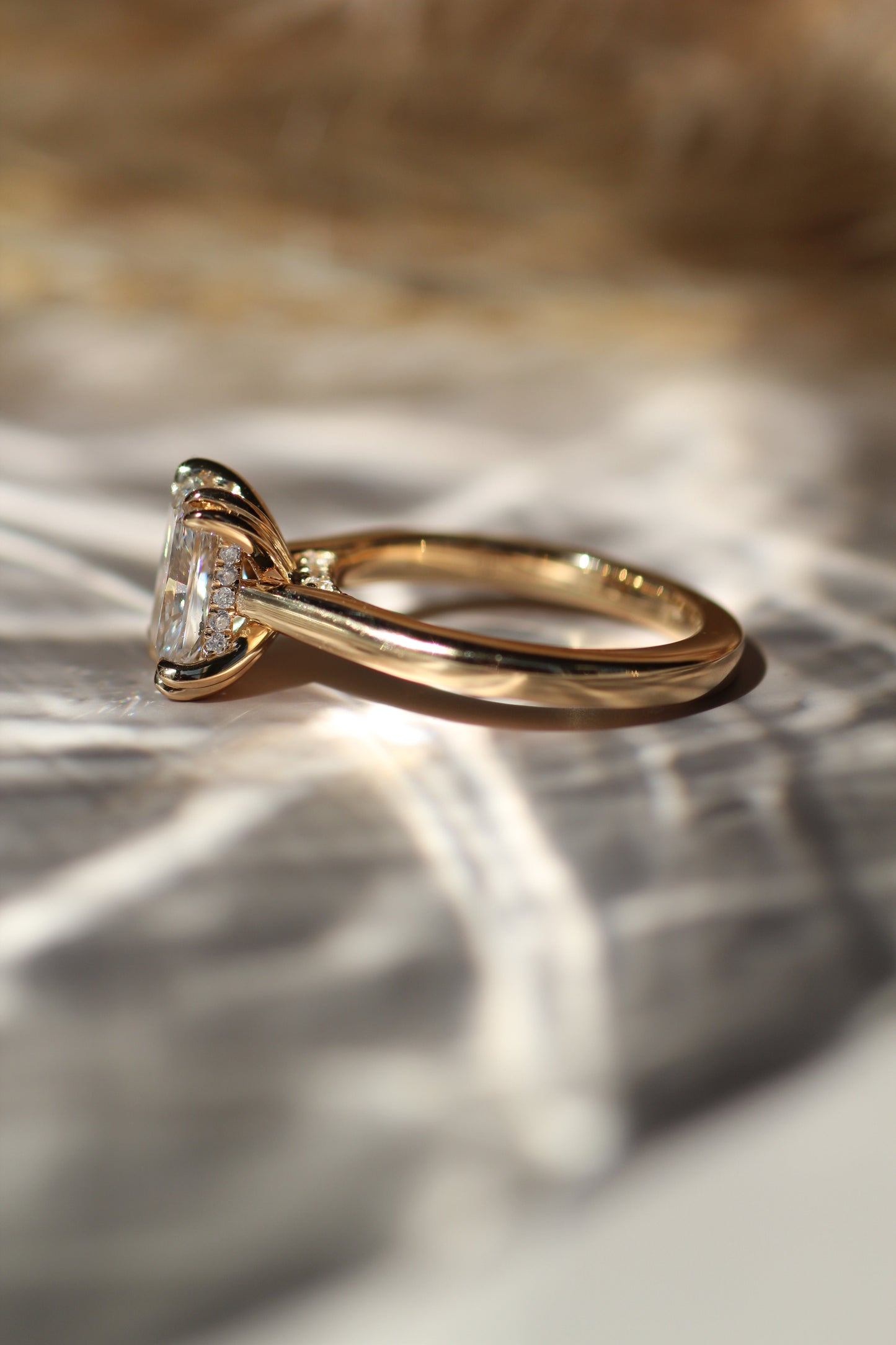 Marquise Shaped Three Stone Lab Grown Diamond Engagement Ring