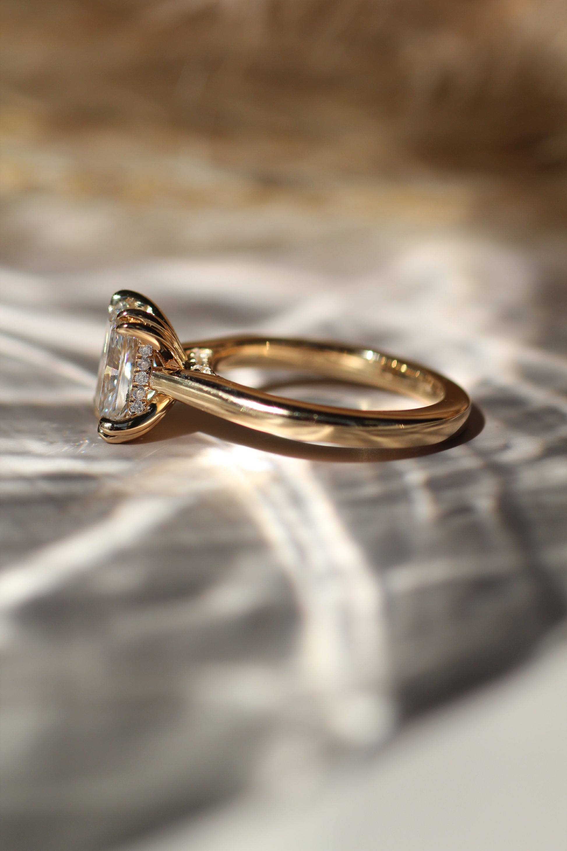 Marquise Shaped Three Stone Lab Grown Diamond Engagement Ring