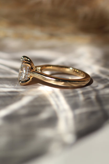 Marquise Shaped Three Stone Lab Grown Diamond Engagement Ring