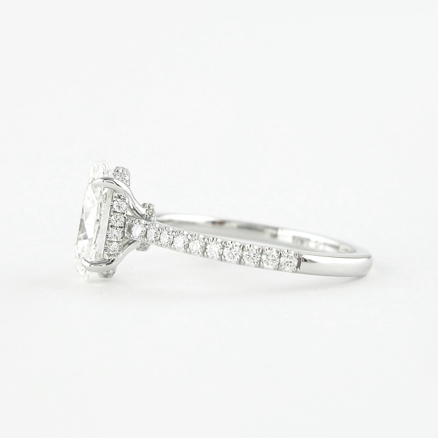 1.91 CT Oval Moissanite Pave Engagement Ring (US Size 6 Ready To Ship)