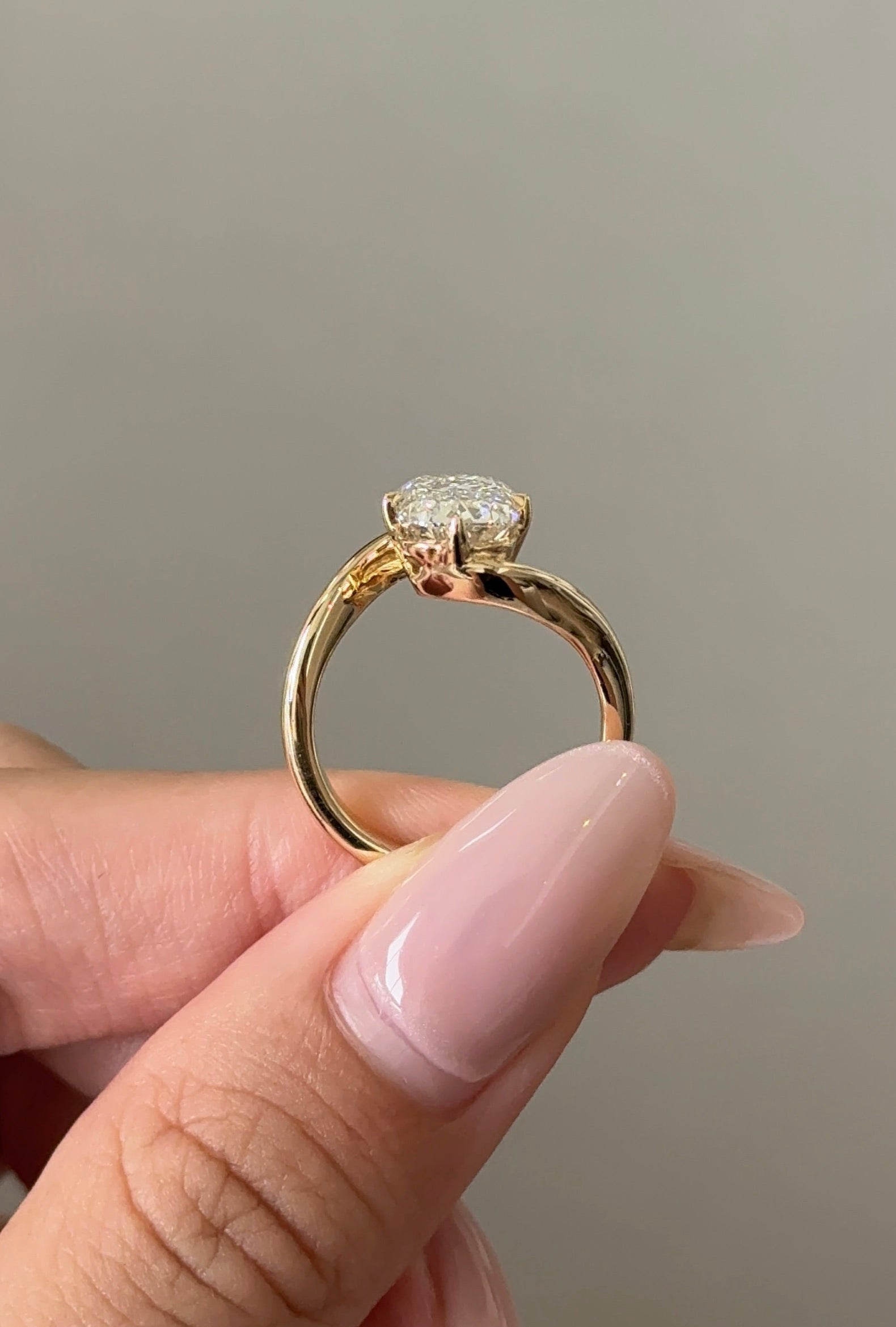 Marquise Shaped Three Stone Lab Grown Diamond Engagement Ring