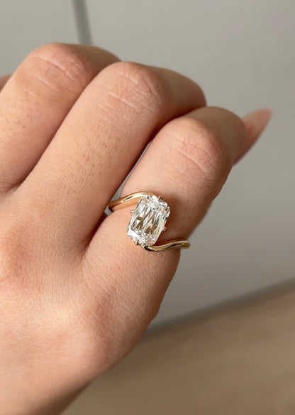 Marquise Shaped Three Stone Lab Grown Diamond Engagement Ring