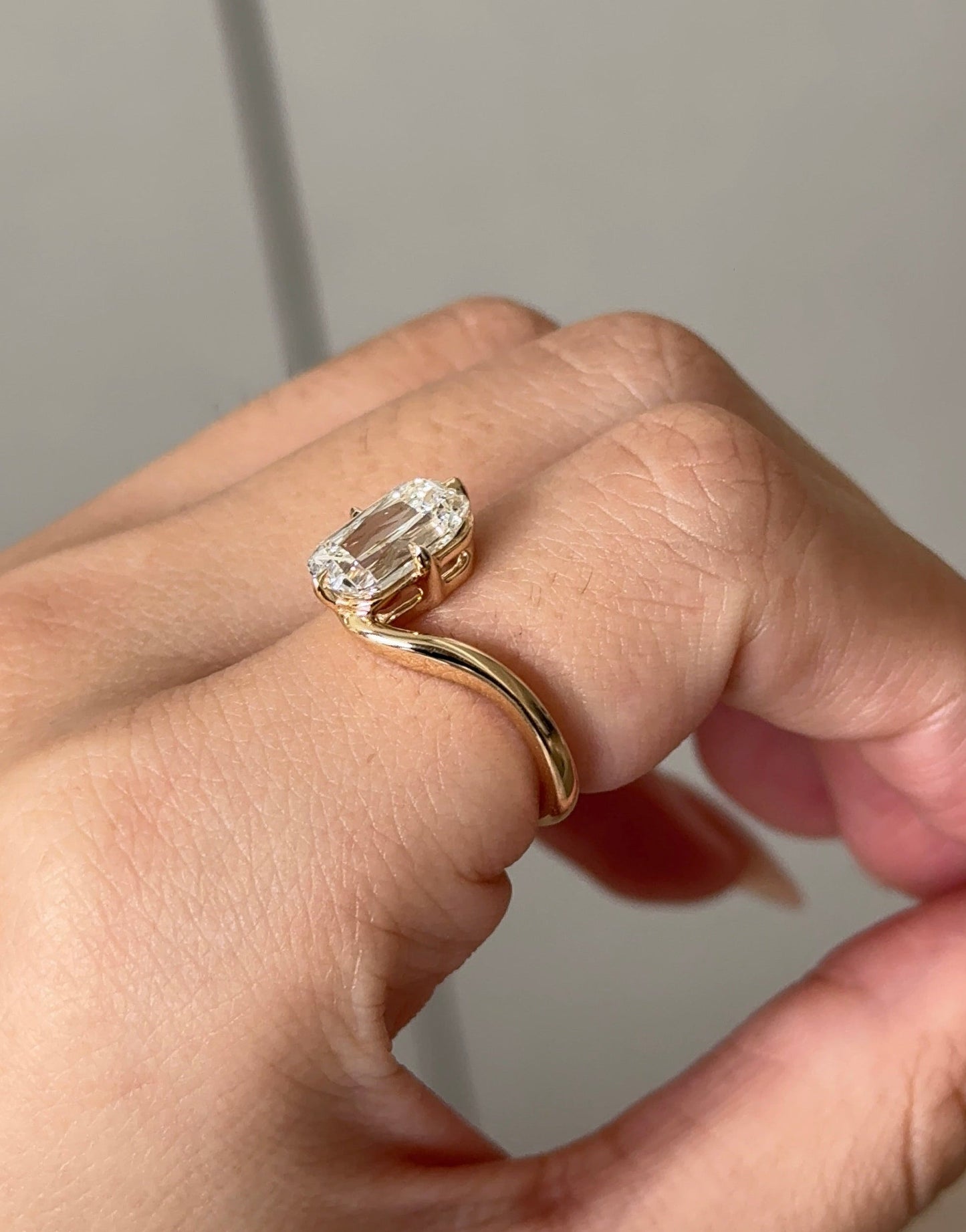 Marquise Shaped Three Stone Lab Grown Diamond Engagement Ring