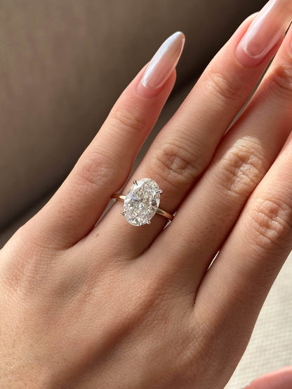 Marquise Shaped Three Stone Lab Grown Diamond Engagement Ring