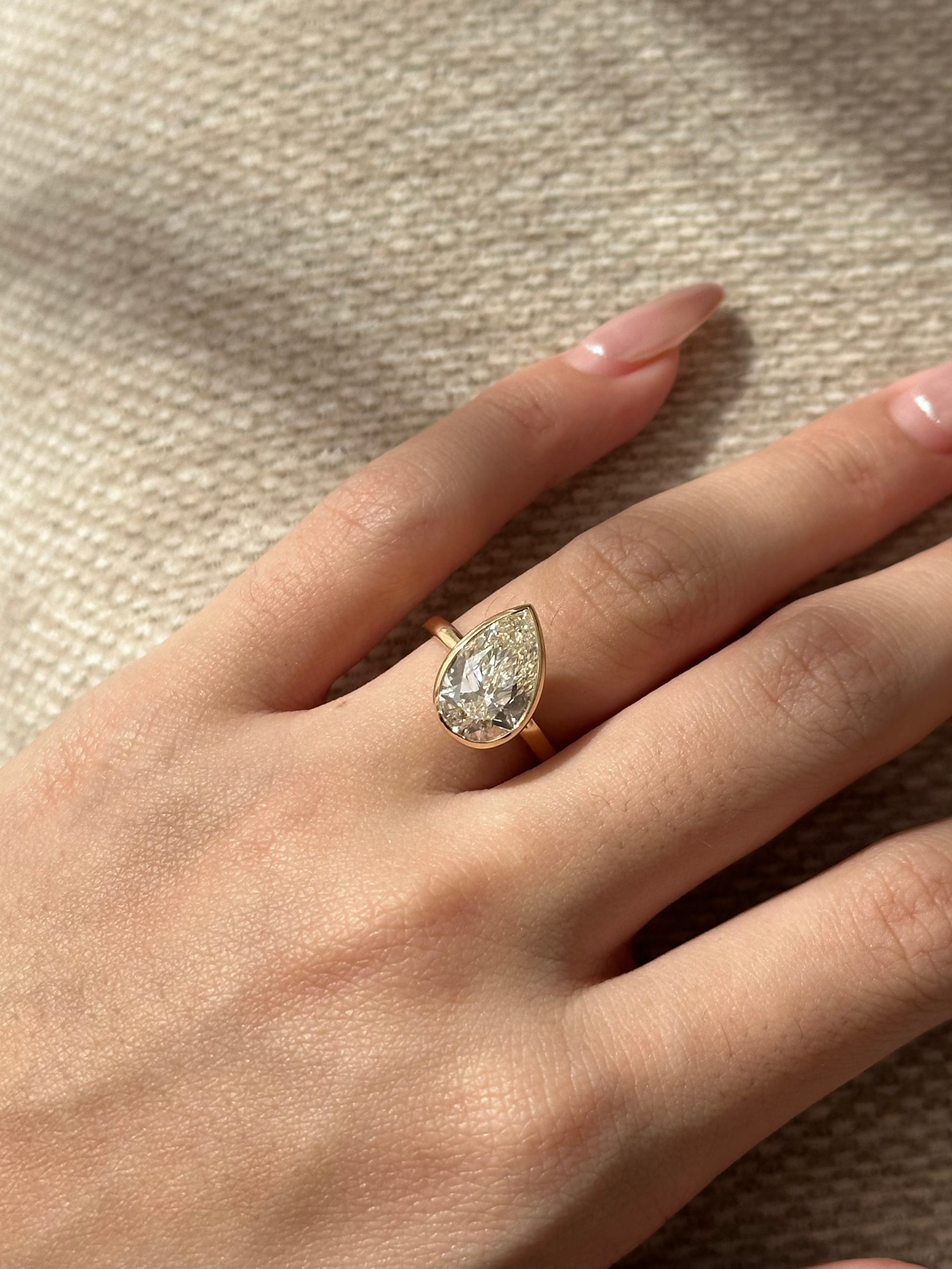 Marquise Shaped Three Stone Lab Grown Diamond Engagement Ring