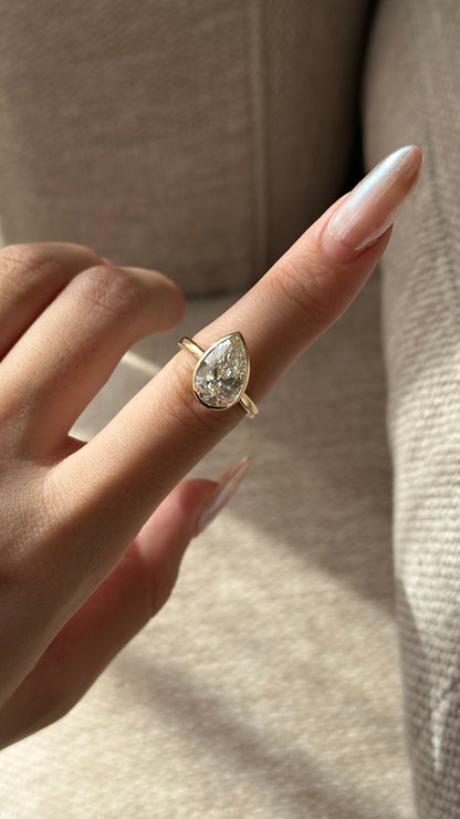 Marquise Shaped Three Stone Lab Grown Diamond Engagement Ring