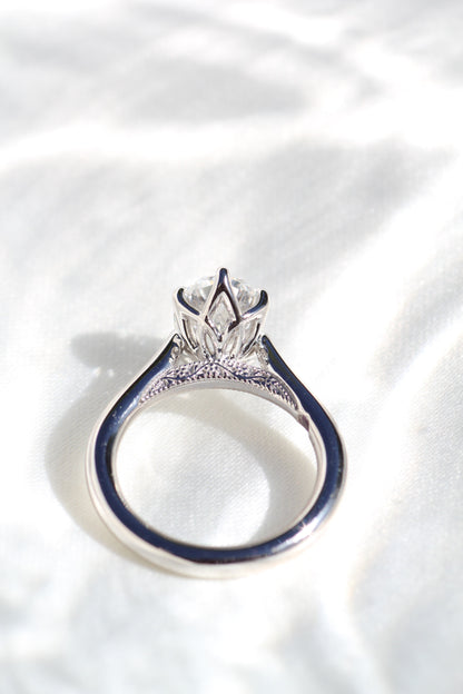 Marquise Shaped Three Stone Lab Grown Diamond Engagement Ring