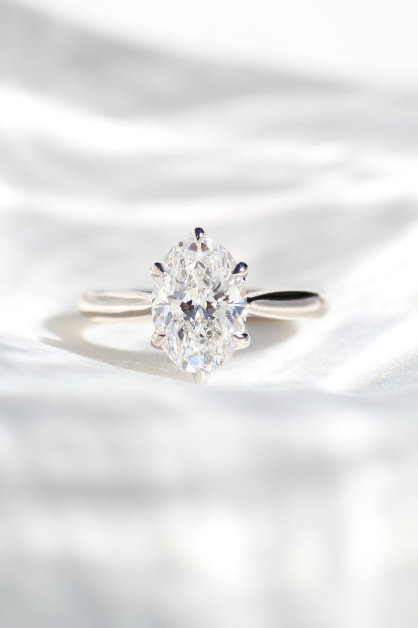 Marquise Shaped Three Stone Lab Grown Diamond Engagement Ring