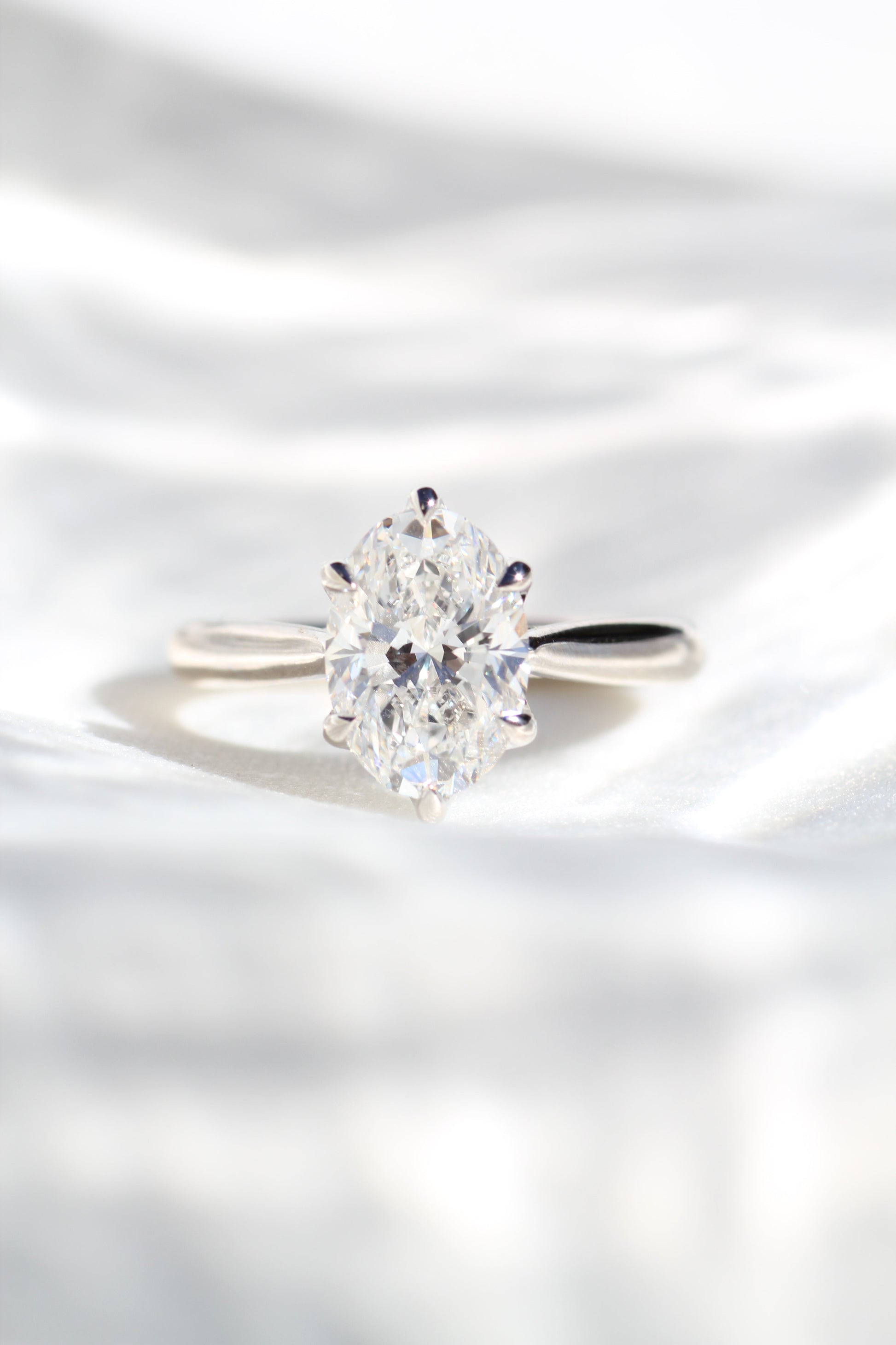 Marquise Shaped Three Stone Lab Grown Diamond Engagement Ring