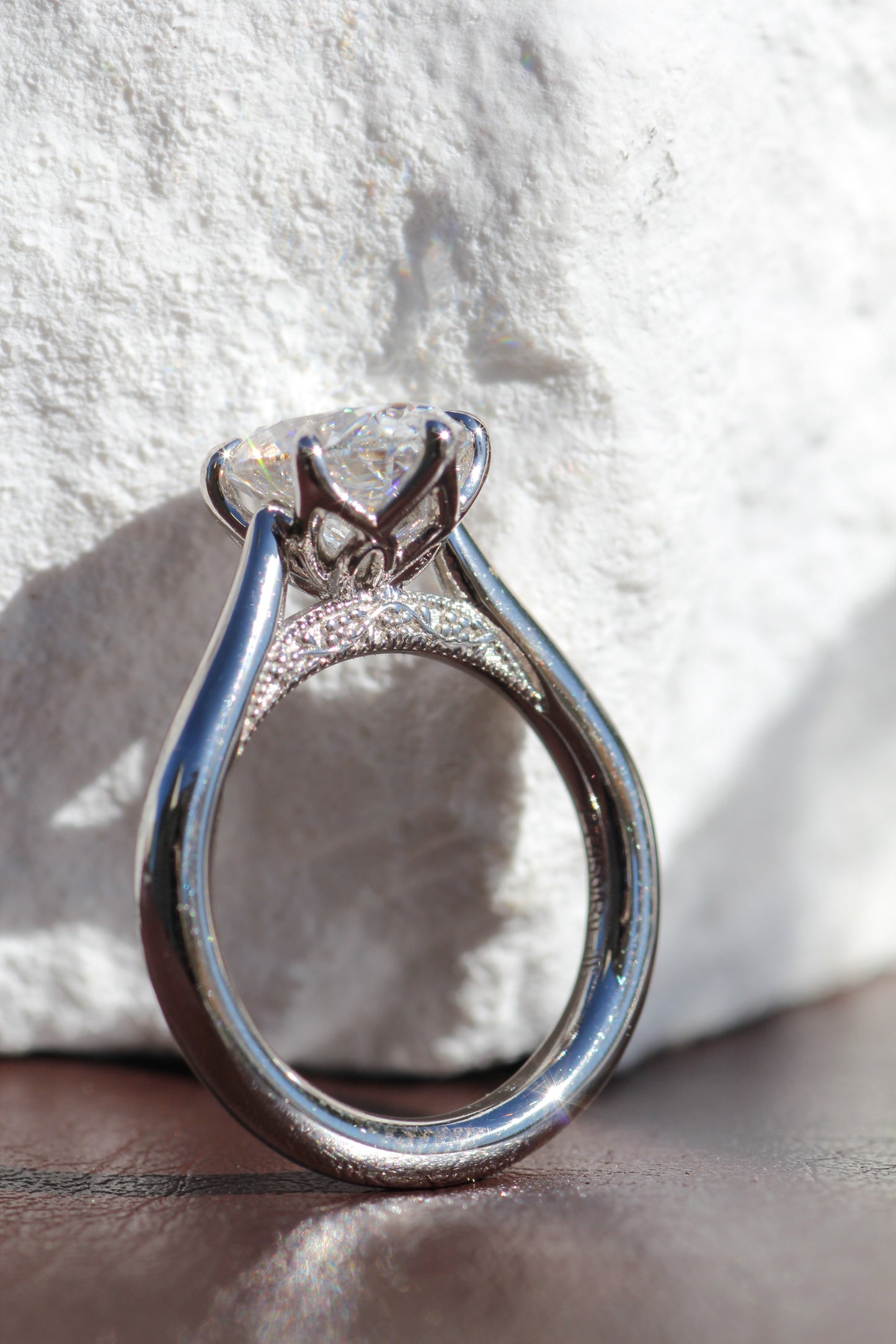 Marquise Shaped Three Stone Lab Grown Diamond Engagement Ring