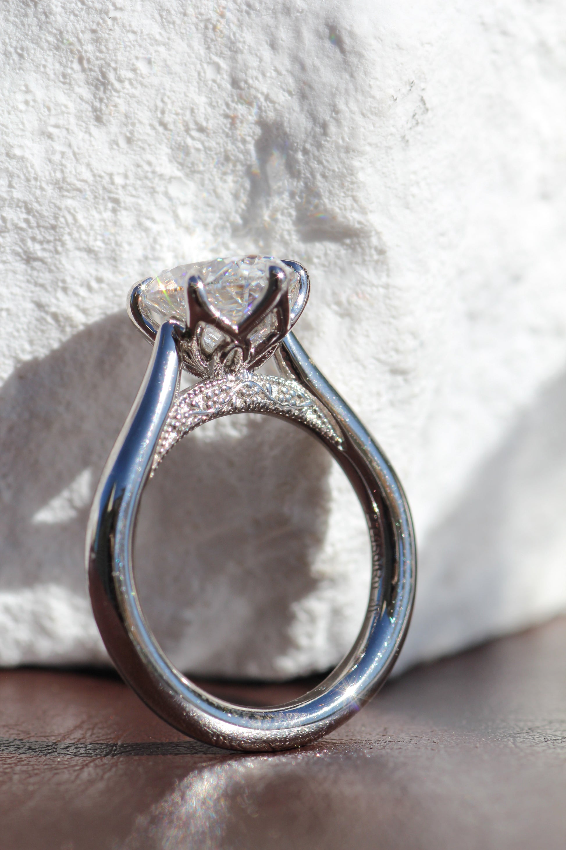 Marquise Shaped Three Stone Lab Grown Diamond Engagement Ring