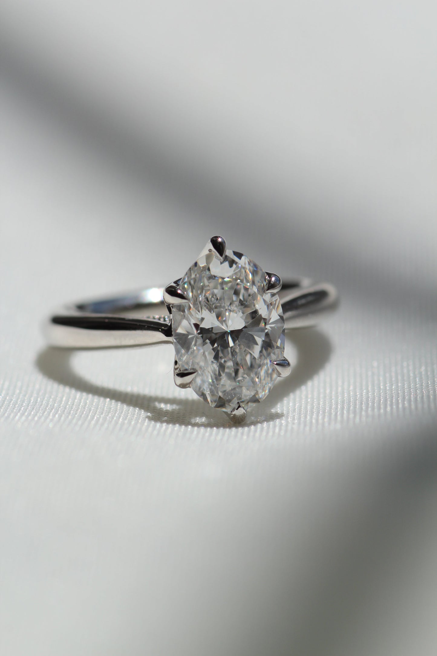 Marquise Shaped Three Stone Lab Grown Diamond Engagement Ring