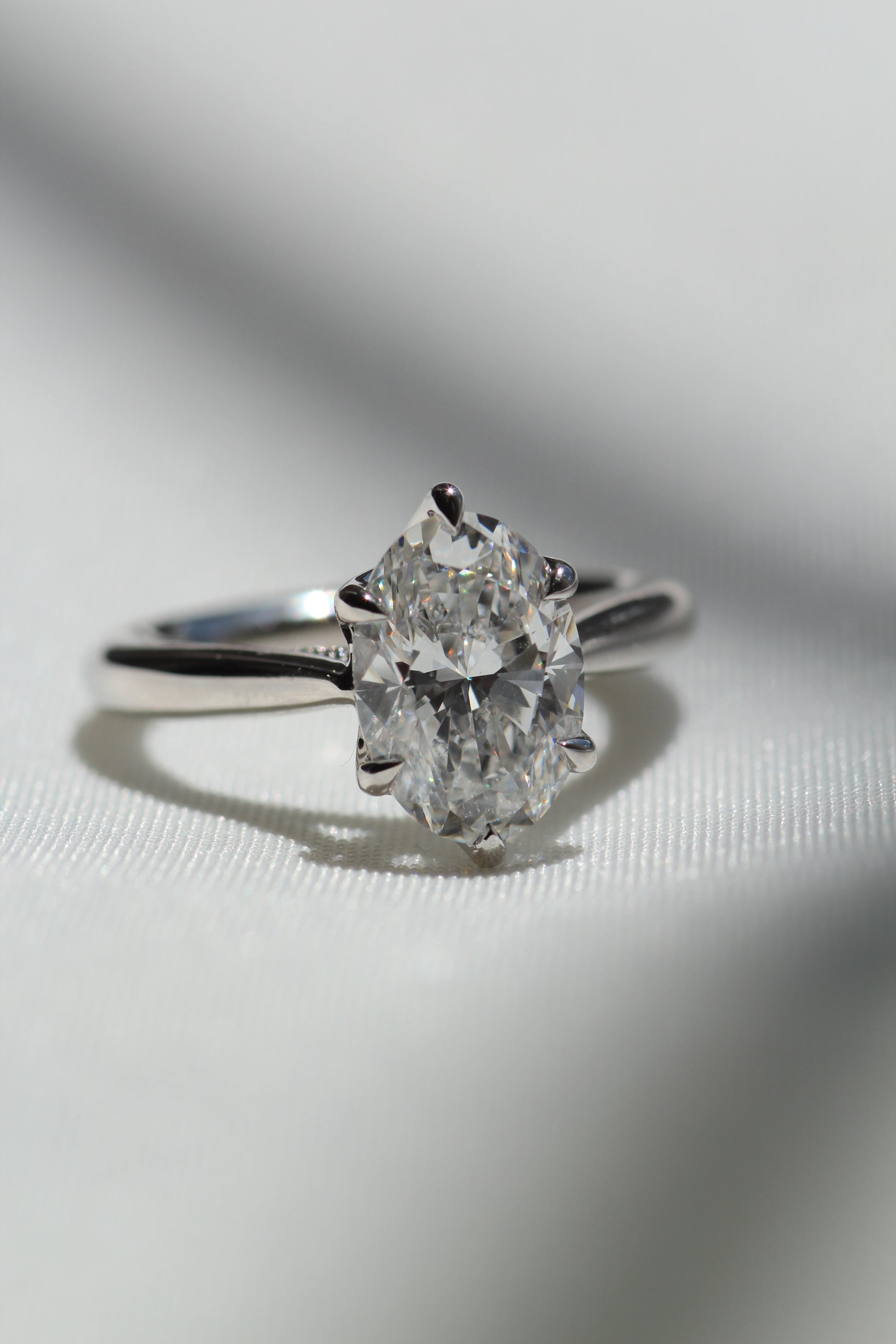 Marquise Shaped Three Stone Lab Grown Diamond Engagement Ring