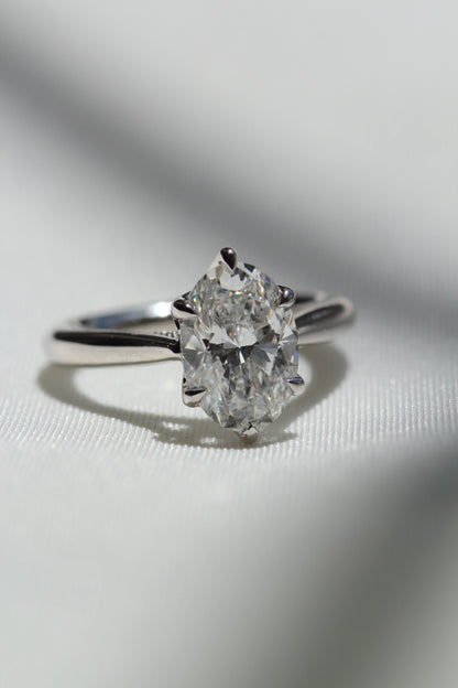 Marquise Shaped Three Stone Lab Grown Diamond Engagement Ring