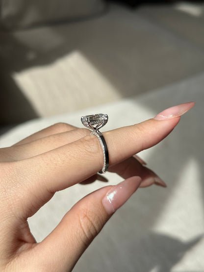 Marquise Shaped Three Stone Lab Grown Diamond Engagement Ring