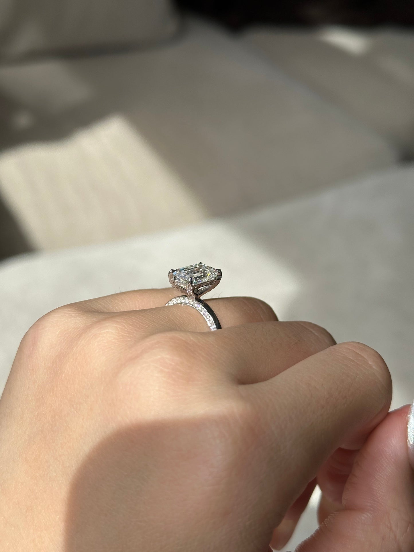 Marquise Shaped Three Stone Lab Grown Diamond Engagement Ring