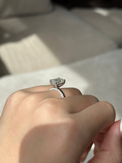 Marquise Shaped Three Stone Lab Grown Diamond Engagement Ring