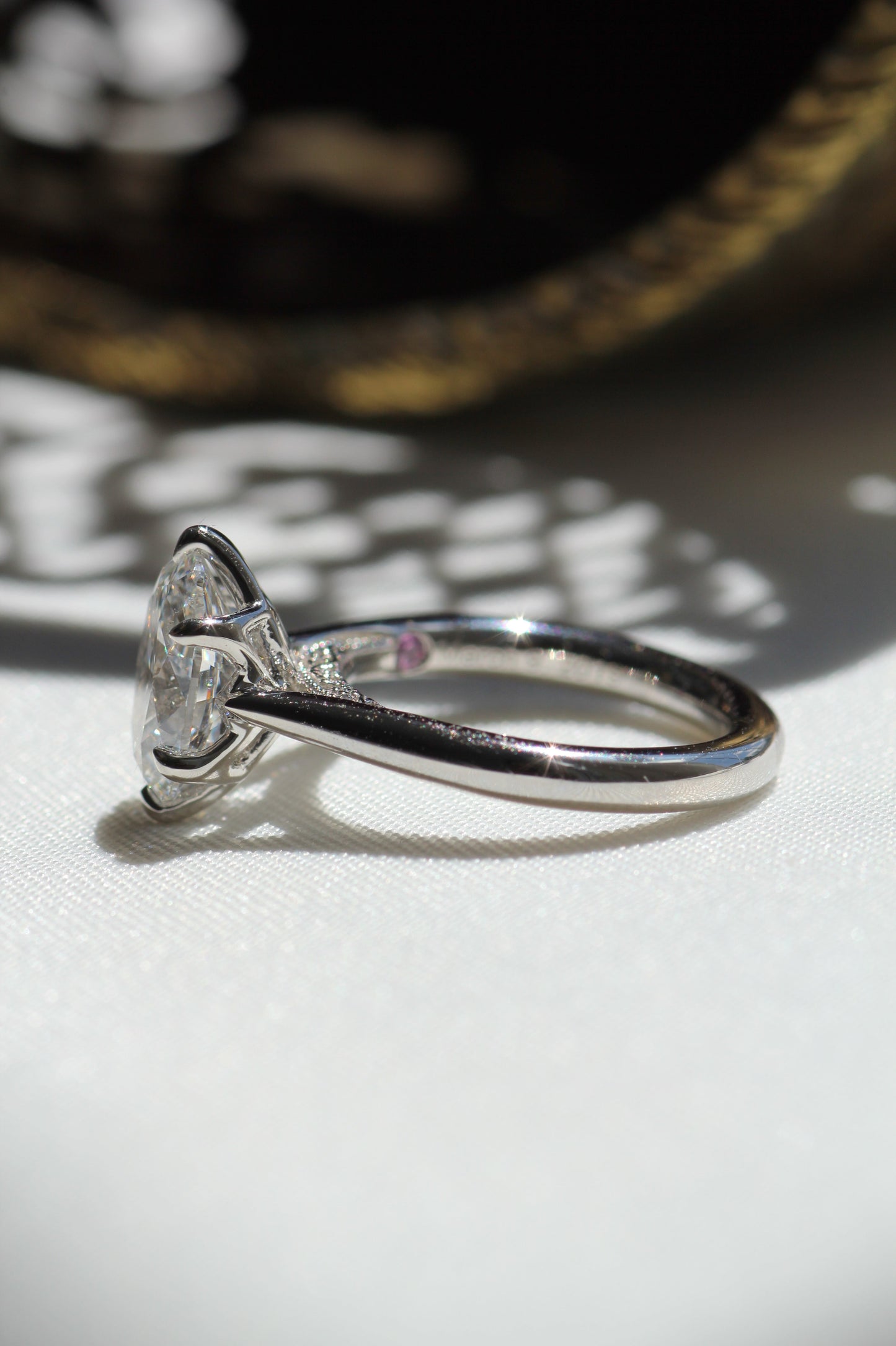 Marquise Shaped Three Stone Lab Grown Diamond Engagement Ring