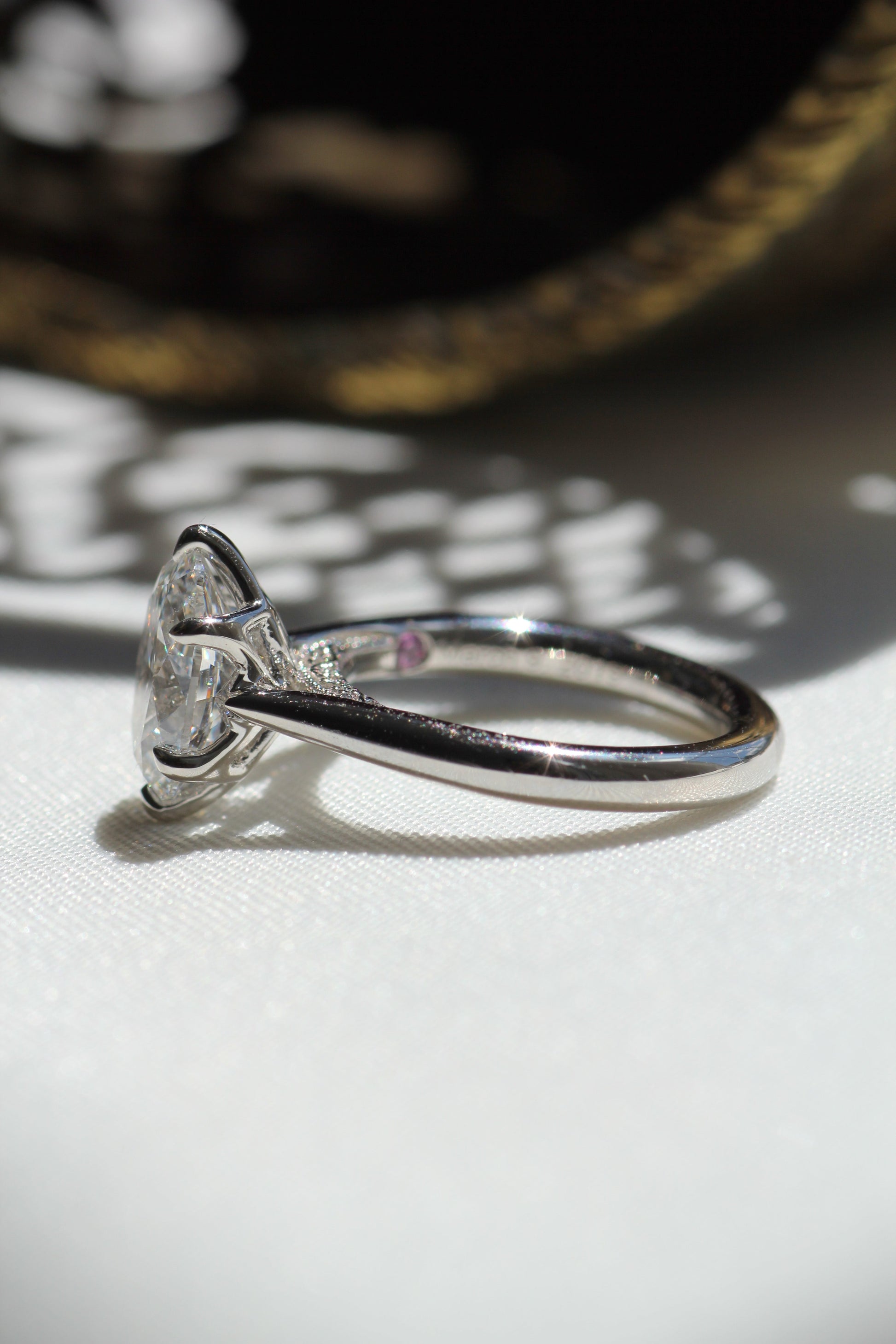 Marquise Shaped Three Stone Lab Grown Diamond Engagement Ring