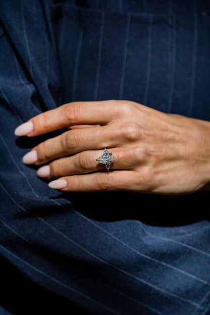 2.9 Carats Emerald Pave Styled Moissanite Engagement Ring